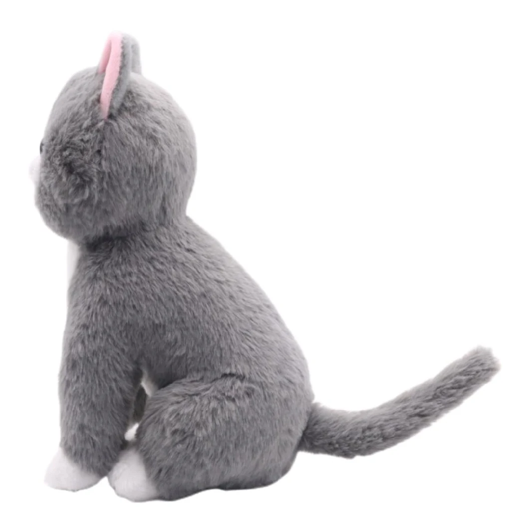 Cute Lifelike Home Animal Cat Toy 24cm (H) Grey Sitting Cat Plush Soft Stuffed Toys for Kids