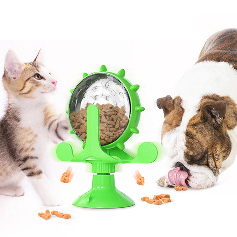 Cross-Border New Products Amazon Hot Dog Toys Funny Cat Slow Food Leaker Cat Windmill Turntable Pet Supplies