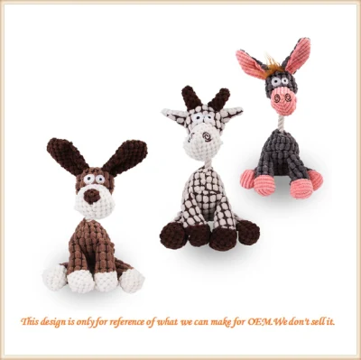 Custom Mix Color Cute Funny Donkey Soft/Plush/Stuffed/ Interactive/Durable Pet Toy for Dog/Cat/Pets/ Aggressive Chewers