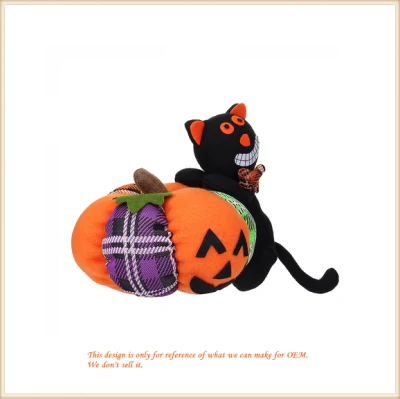 Stuffed Pumpkin Cat Toy/ Halloween Decoration Soft Toys/ Custom Festival Plush Toy