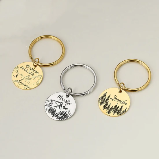 Wholesale Round Custom Engraved Photot Keychain Pet Cat Dog Supply